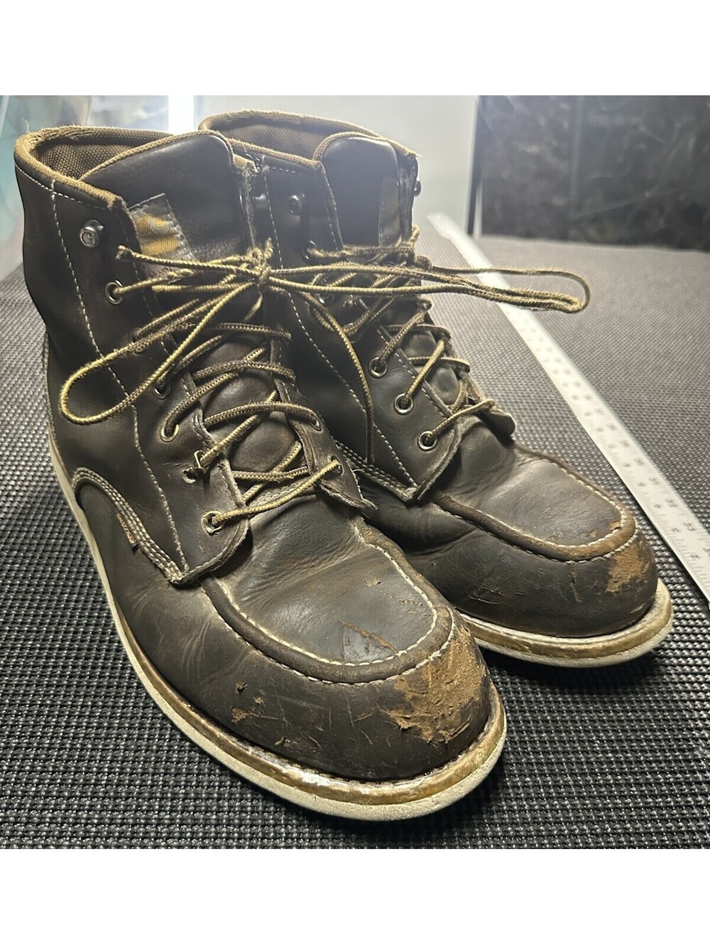 Carhartt Steel Toe Waterproof Moc Toe Work Boots Mens 11 Brown Leather